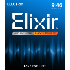 Elixir Nanoweb Electric Nickel Plated Steel 12027 Custom Light 09-46